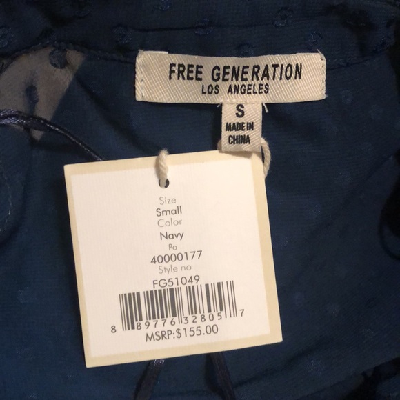 Free Generation Los Angeles Navy Flowy Blouse - Picture 3 of 3